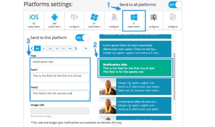 configuración de la plataforma