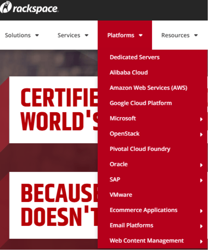 rackspace platforms