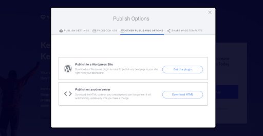 LeadPages-Otras opciones de publicación