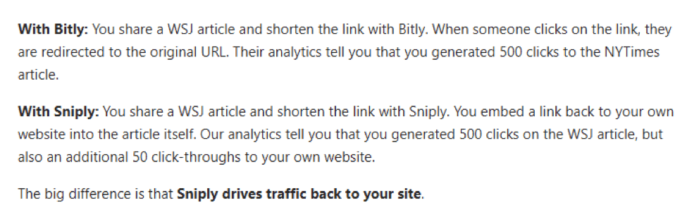 bitly sniply difference