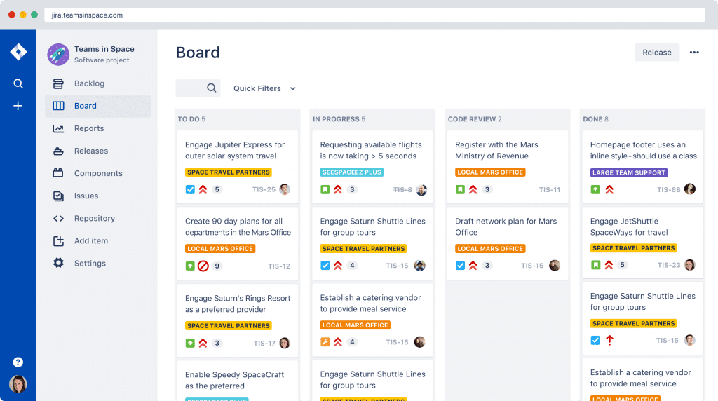 asana competitors - jira screenshot