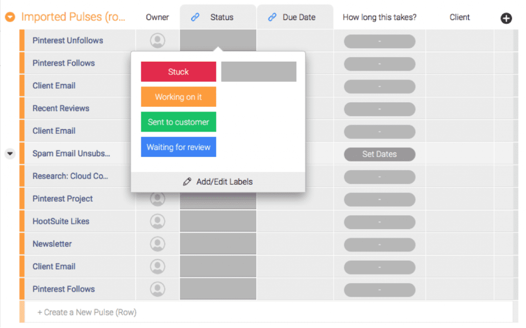 monday status project management