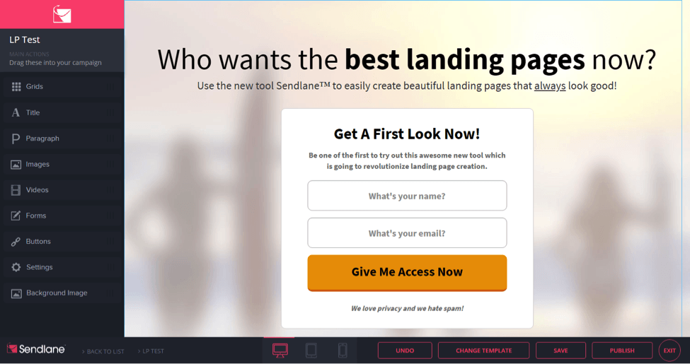 sendlane Landing Pages