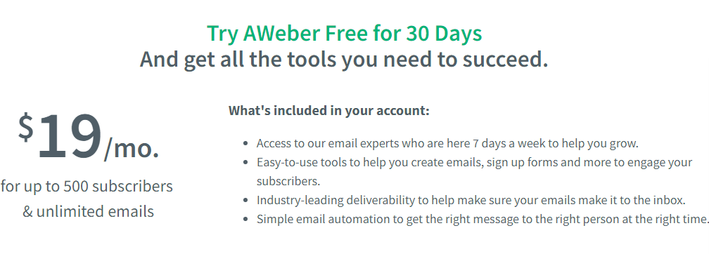 AWeber pricing