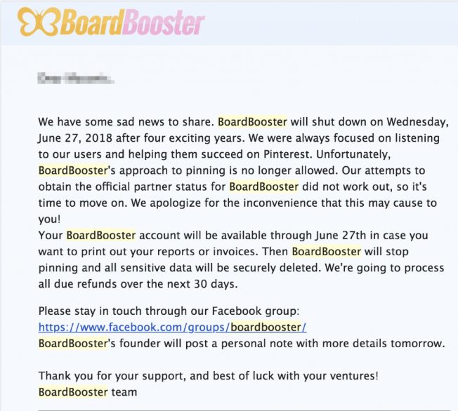 Cierre de BoardBooster