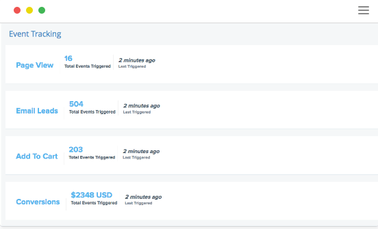 SendLane event tracking