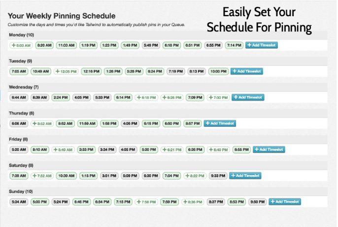 Tailwind wekelijks pinning schema