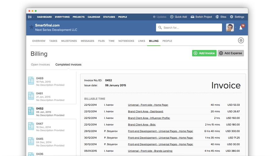 Teamwork Invoice Tracked Time