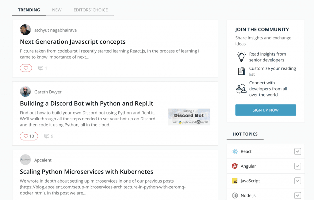 Codementor Trending Dashboard