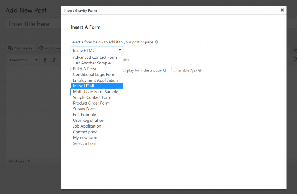 Gravity Insert Form Page