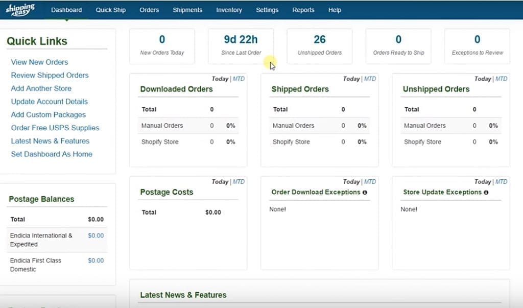 Shippingeasy Online Versand Dashboard