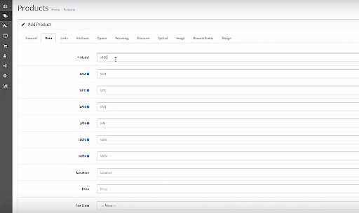 Opencart Neues Produkt hinzufügen Dashboard