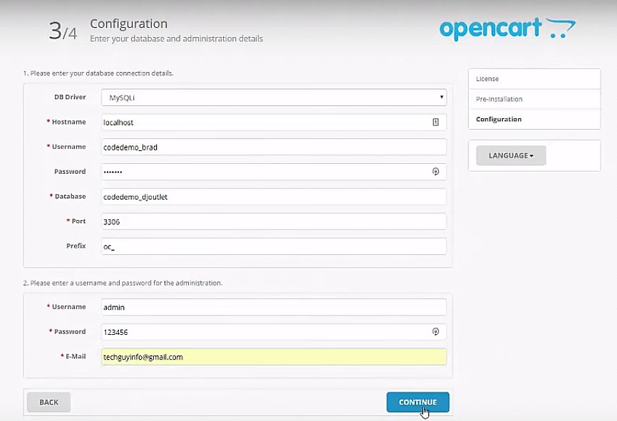 Opencart configuratie