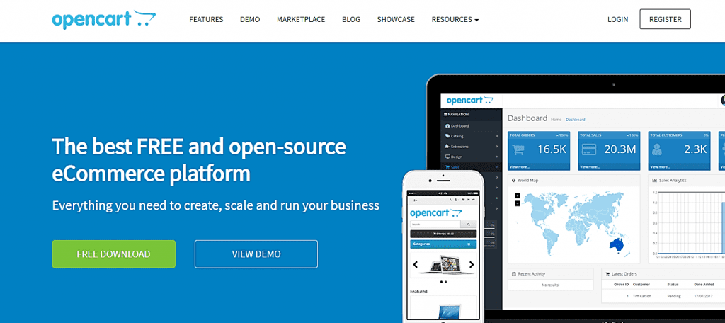 Opencart startpagina