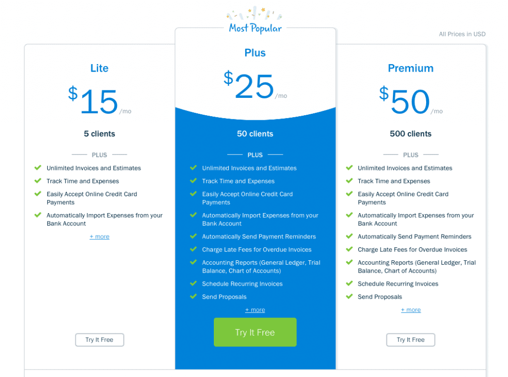 Freshbook Pricing Plans