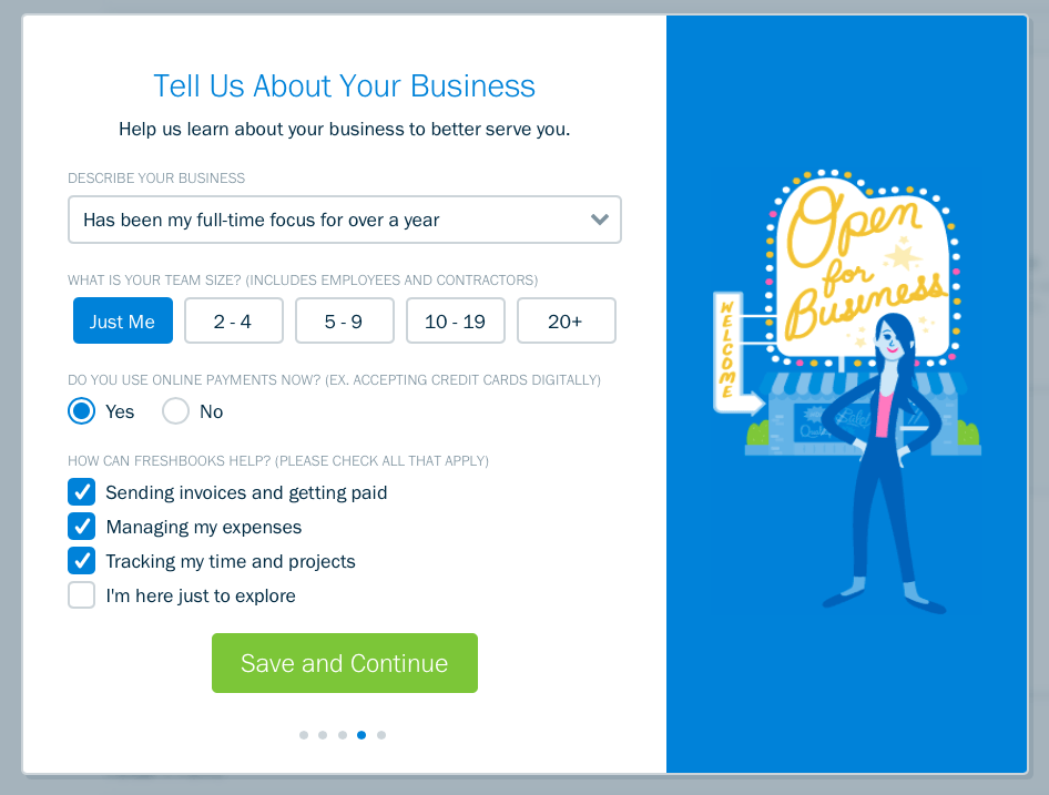 Freshbooks Tell Us About Your Business Details