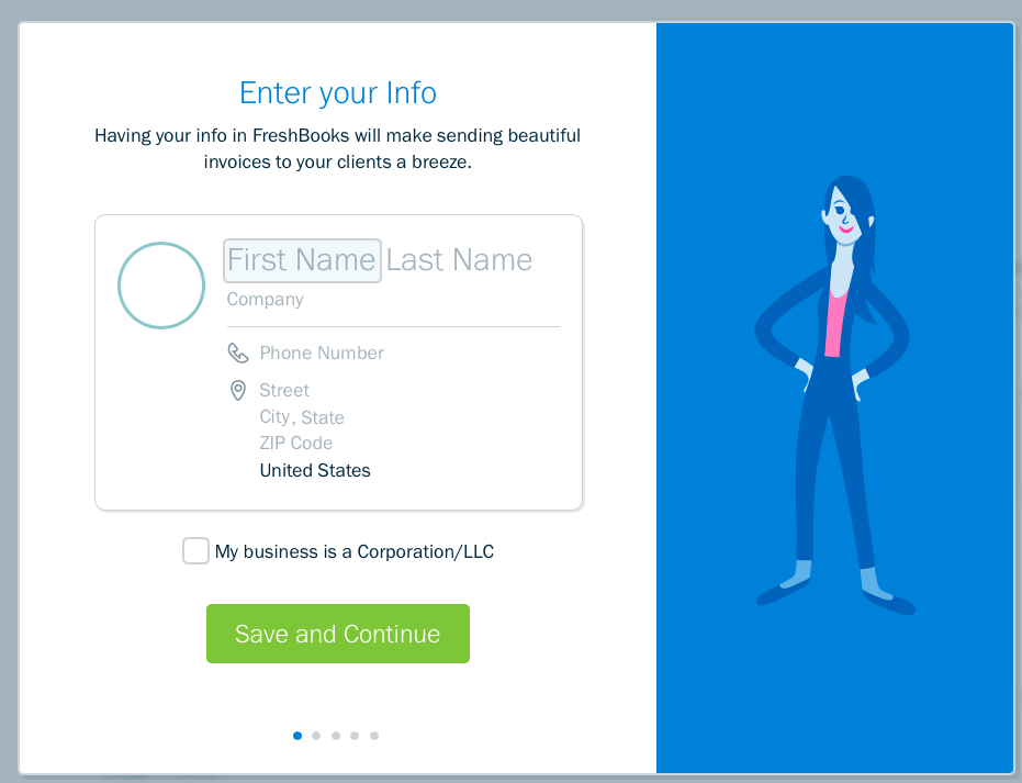 Freshbooks Enter Your Business Information Screenshot