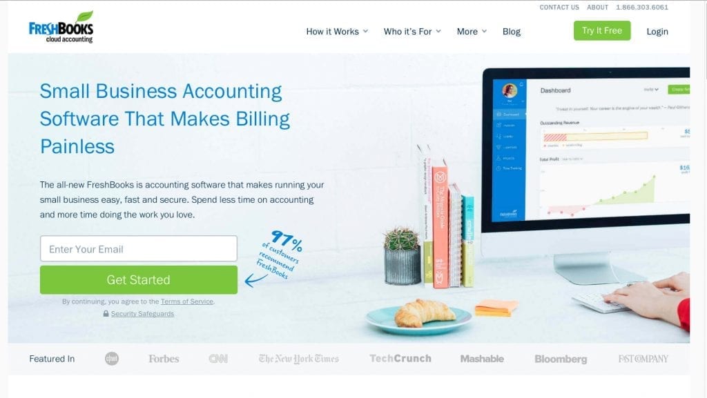 Freshbooks-Startseite