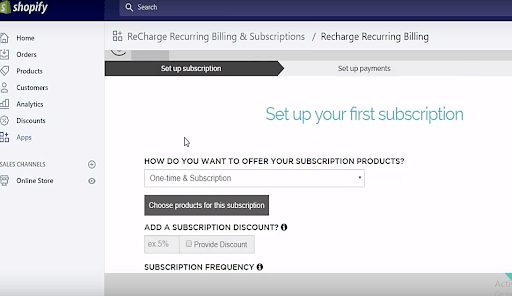 Configurar suscripciones en Shopify