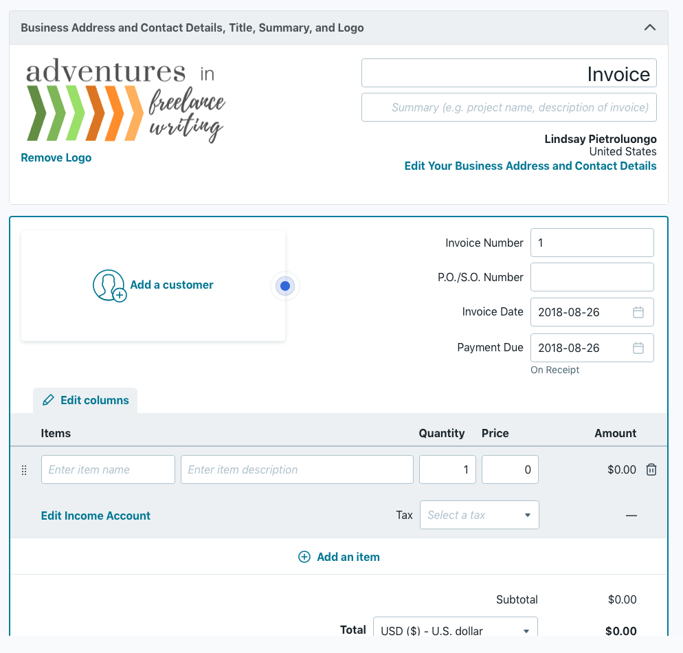 Wave Customize Your Invoice