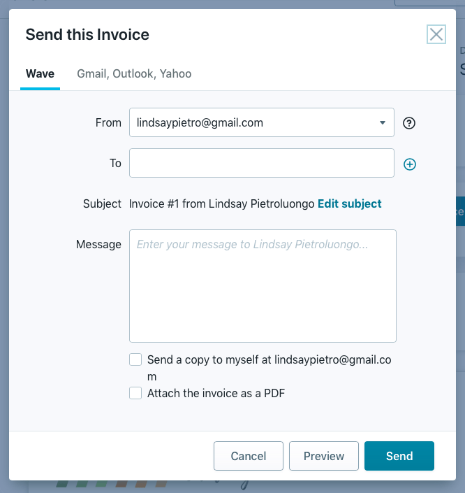 Wave Send Invoice