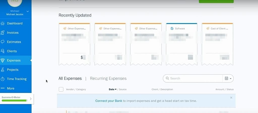 freshbooks expense tracking