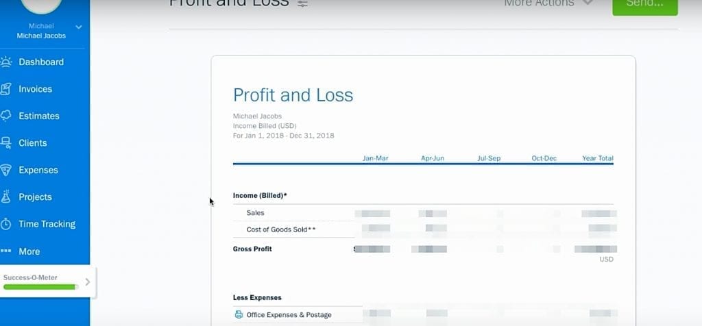 Freshbooks profit and loss