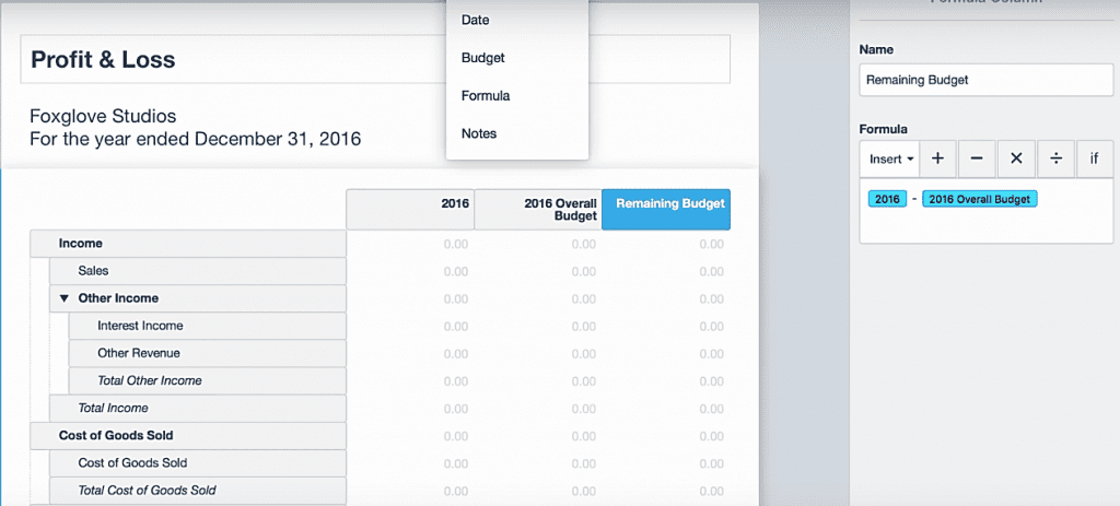 xero comptes de profits et pertes