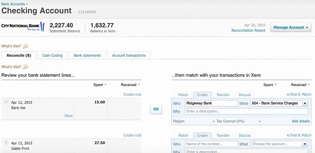 xero bank reconciliation