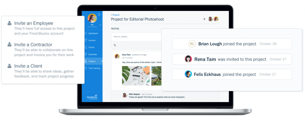 fonctionnalité du projet freshbooks