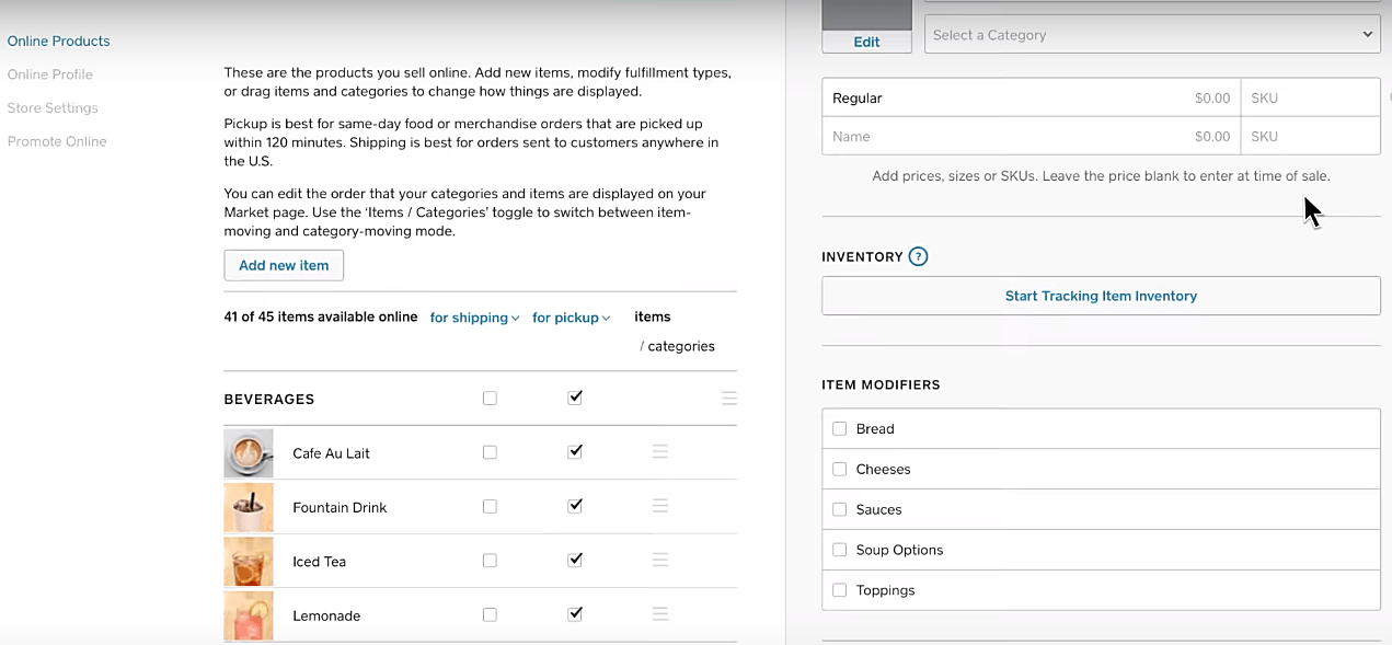 square inventory tab