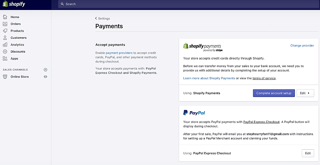 shopify paiements