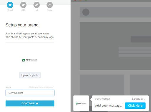 Setup Your Brand Sniply