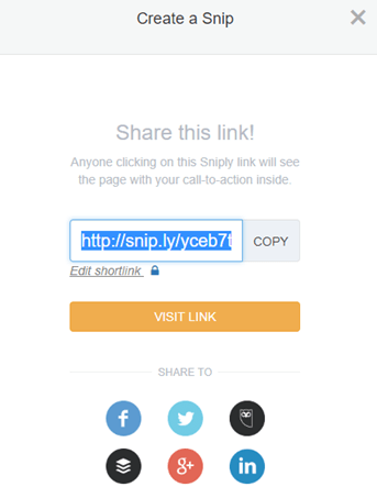 Sniply Edit Shortlink Option