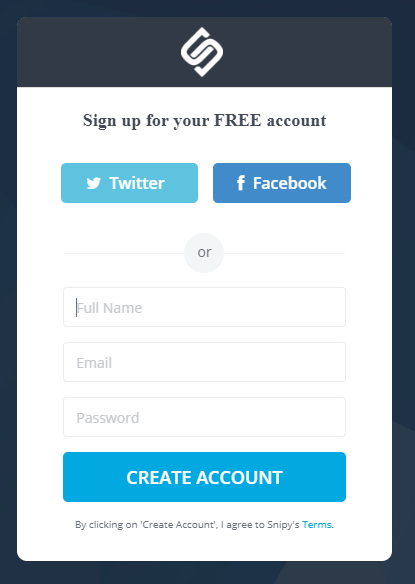 Sniply Sign Up For Your Free Account