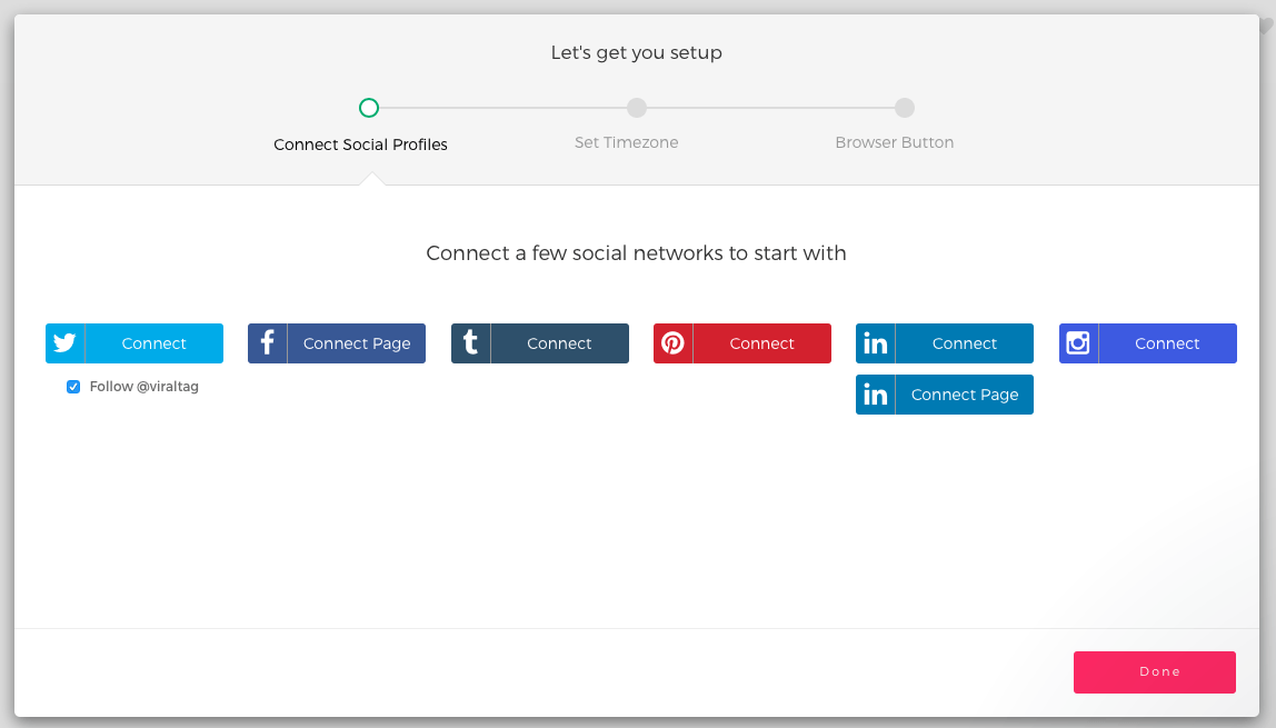 configuración del perfil social viraltag