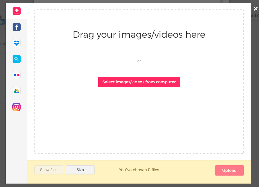viraltag drag and drop images/videos