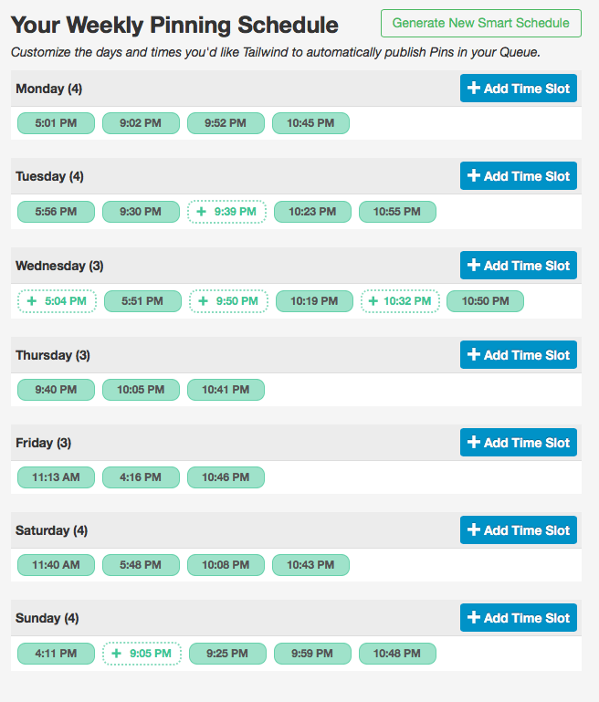 tailwind je wekelijkse pinning schema