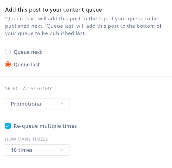 Agorapulse schedule post to be last in queue