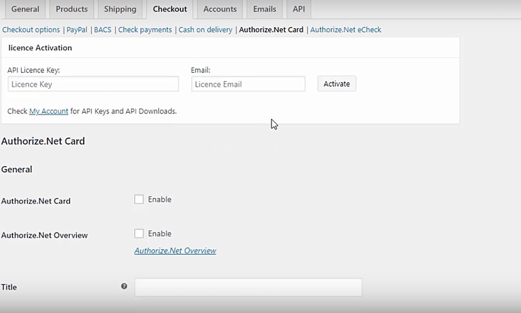 Installation de la carte Authorize.Net