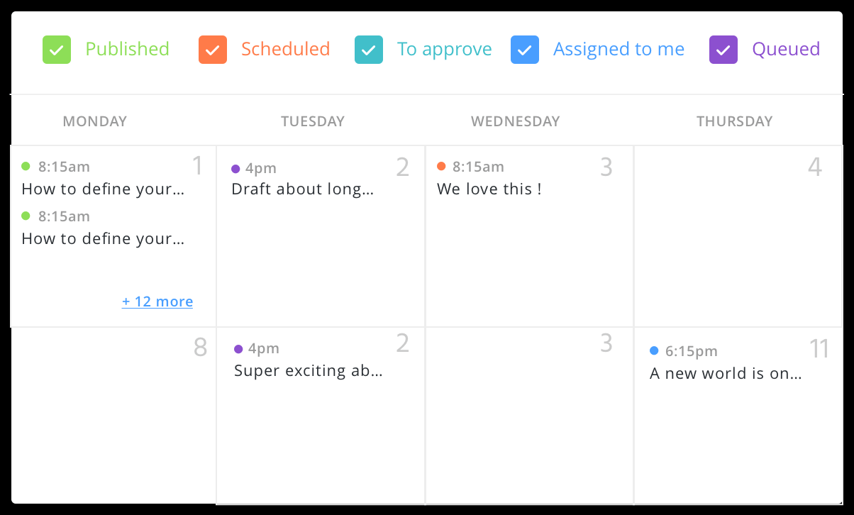 Agorapulse create and manage content calendar