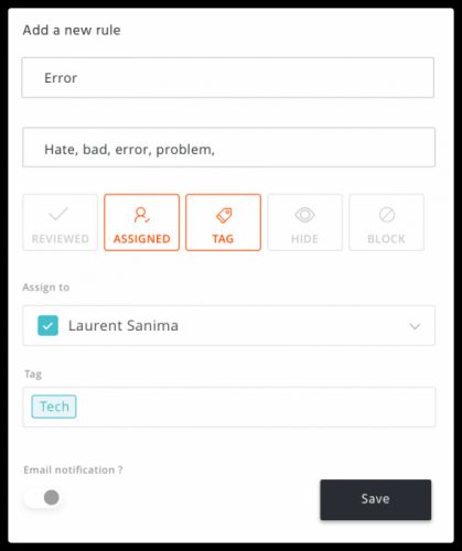 Add a new rule Agorapulse screenshot