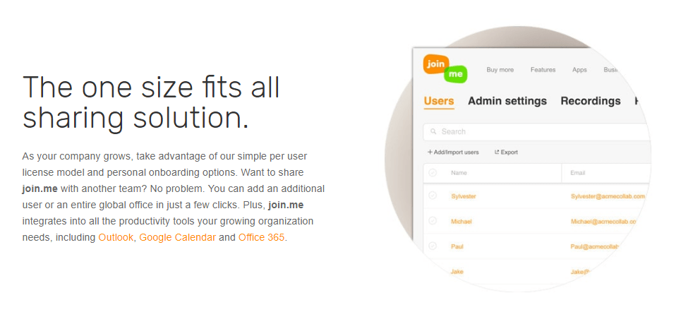 Configuración de Joinme admin