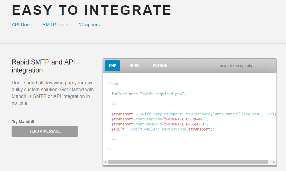 einfache Integration von sendwithus