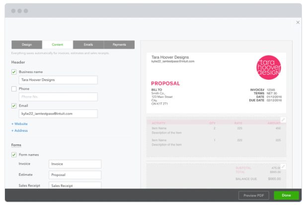 quickbooks receipts convierte presupuestos en facturas