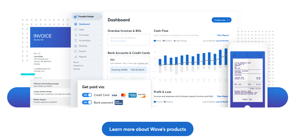 capture d'écran des produits de comptabilité de wave