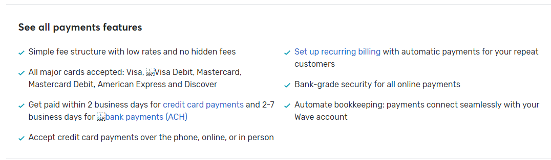 wave payment features