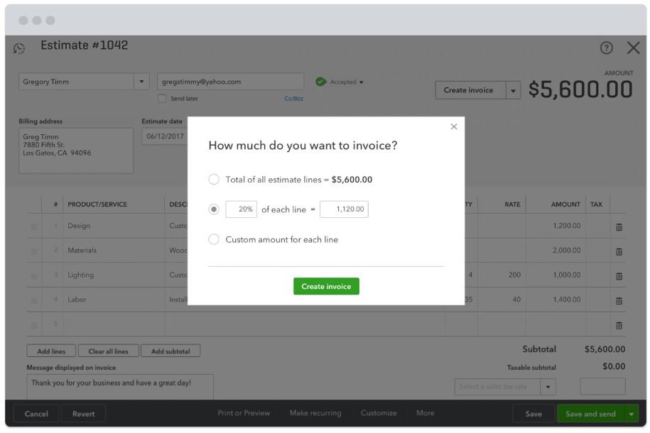 quickbooks custom invoice