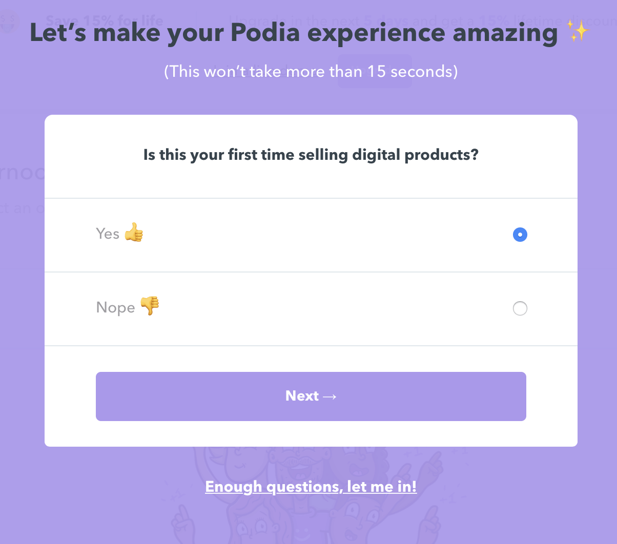 Podia survey