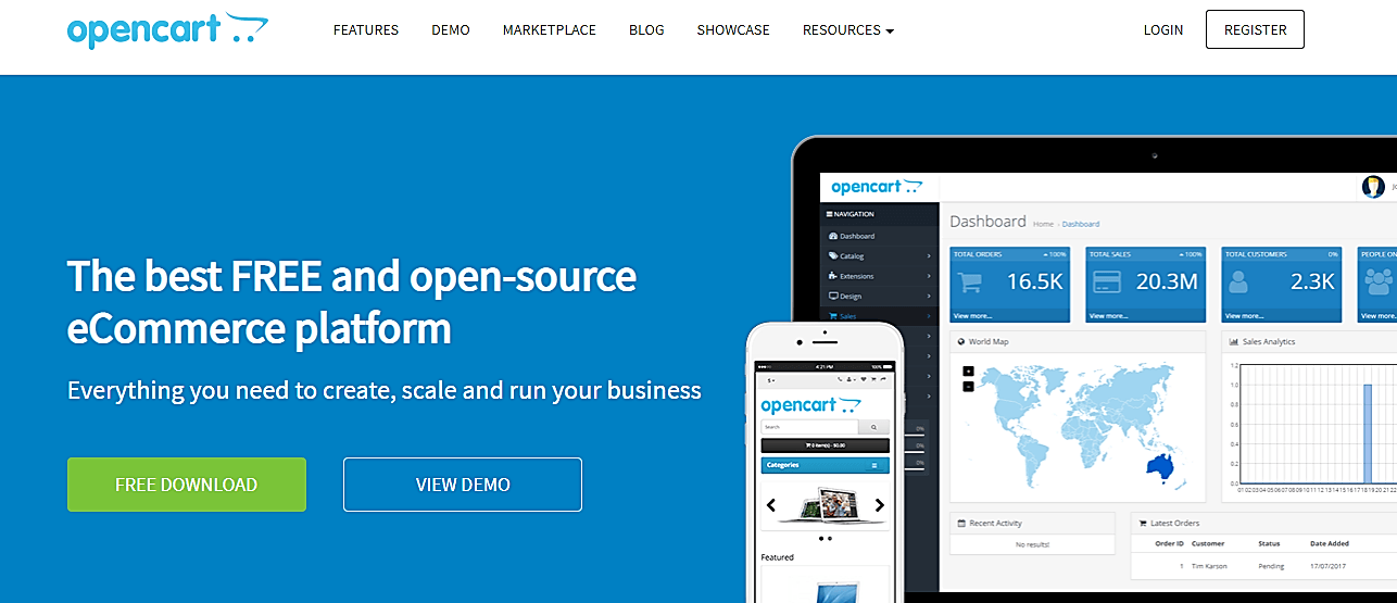 opencart página de inicio